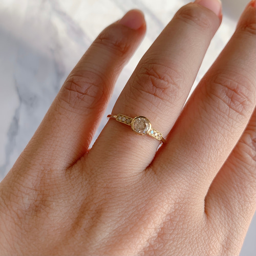 天然シャンパンブラウンダイヤモンド 0.3ct/0.04ct フクリン留め