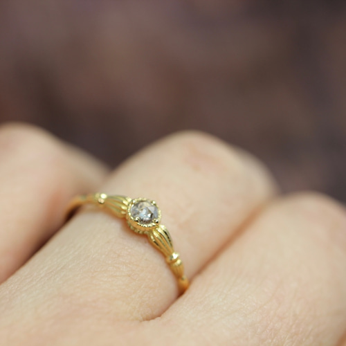 ローズカットブラウンダイヤモンド直径3mm シャンパンカラー リング