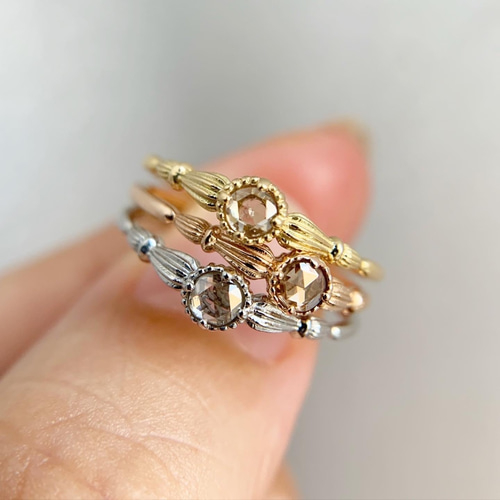 ローズカットブラウンダイヤモンド直径3mm シャンパンカラー