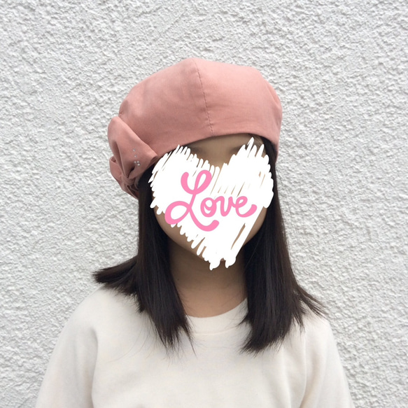 【送料無料】コーデュロイベレー帽 可愛いリボン付き  キッズ用ピンク 3枚目の画像