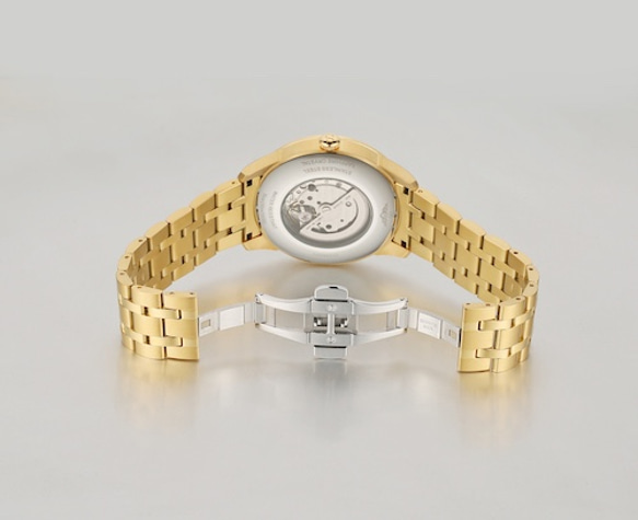 クリスタル 腕時計 ステンレス スチールストラップ 防水、ステンレス GOLD ゴールド 4枚目の画像