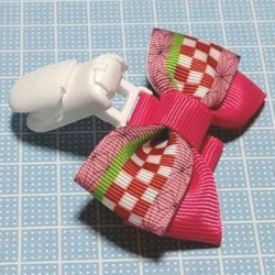 【 ハンドメイド 】穴があかない♡名札クリップリボン♡和柄♡着物柄♡ピンク♡ 3枚目の画像