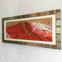 お店や会社におすすめ☆モダンに飾れる手描きの吉祥画 「飛龍赤富士」 3枚目の画像