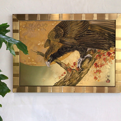 吉祥開運 金雲赤富士 手描き 桃彩 吉祥画 縁起物 赤富士の絵