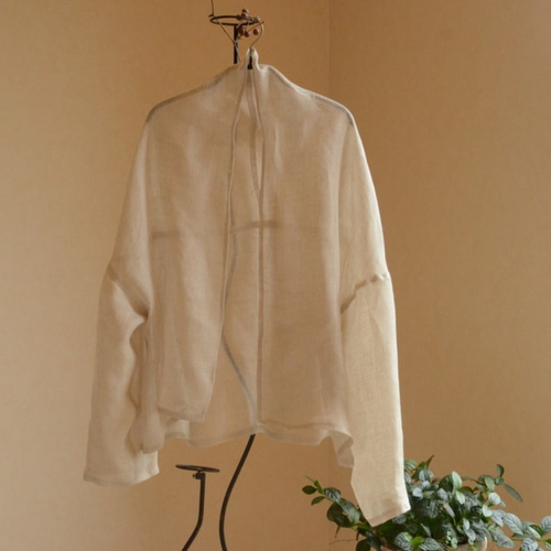 リネンのはおり   ハンドメイド リネンガーゼの羽織りもの カーディガン como工房 通販 2372852
