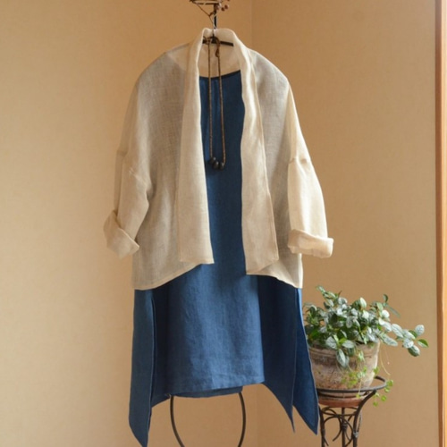 リネンのはおり   ハンドメイド リネンガーゼの羽織りもの カーディガン como工房 通販 2372852
