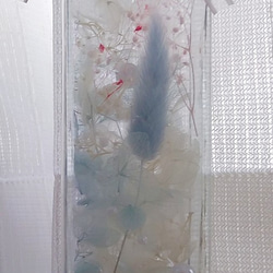 ハーバリウム シンデレラ ホワイト ブルー アクア 水色 あじさい パール ラメ プリザーブドフラワー ドライフラワー 1枚目の画像