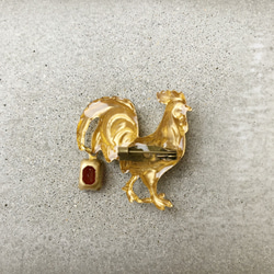 雄鶏　真鍮　ミニブローチ 3枚目の画像