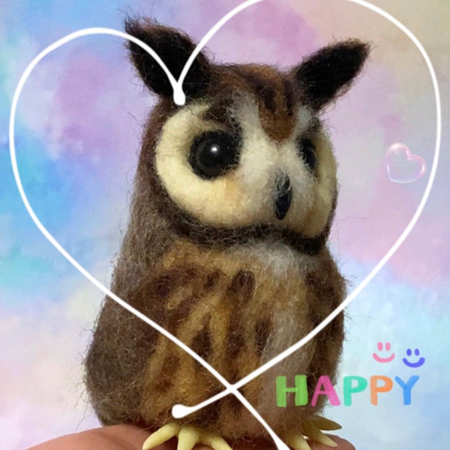 羊毛フェルト フクロウの置物 （MAX80%OFF／セール開催中 羊毛