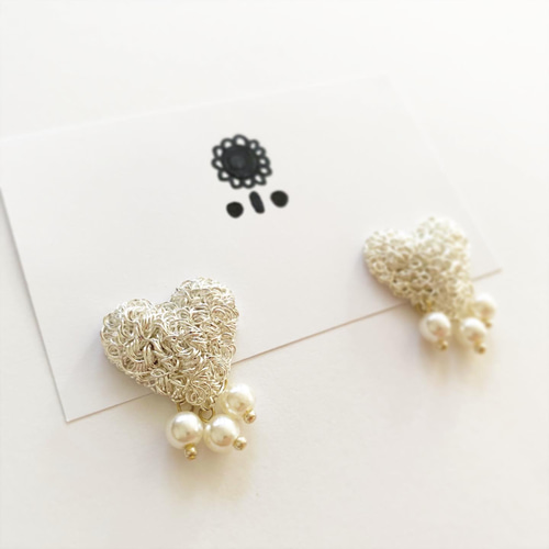 ☆シルバー☆針金ハートパールピアス / イヤリング ピアス