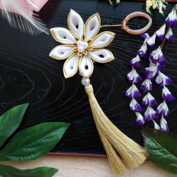 つまみ細工帯飾り 根付け 成人式 振り袖 浴衣 結婚式 打ち掛け 神社式