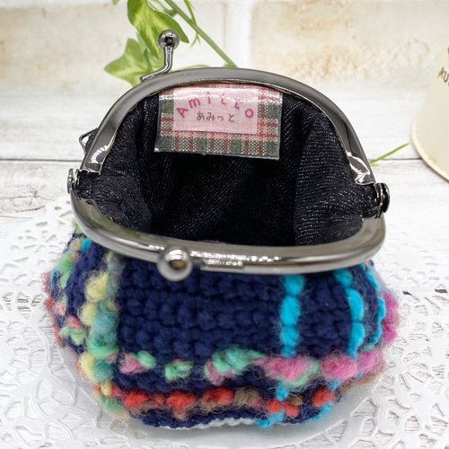 risa☆☆青チェック生地がま口財布☆ハンドメイド risa☆様専用☆青チェック生地がま口財布☆ハンドメイド