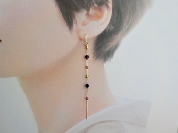 five colors ＊天然石のロングチェーンシリーズ【14kgf/pierce or earring】 3枚目の画像