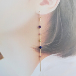 five colors ＊天然石のロングチェーンシリーズ【14kgf/pierce or earring】 4枚目の画像