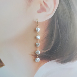 ケシパール＊天然石の揺れるロングチェーンシリーズ【14kgf/pierce or earring】 2枚目の画像