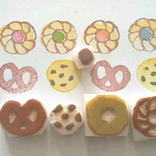 消しゴムはんこ No.285 クリームサンドクッキー 消しゴムはんこ No.285 クリームサンドクッキー