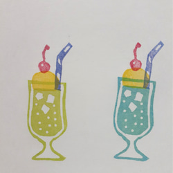 消しゴムはんこNo.107   うさぎとクリームソーダ 消しゴムはんこNo.107 うさぎとクリームソーダ