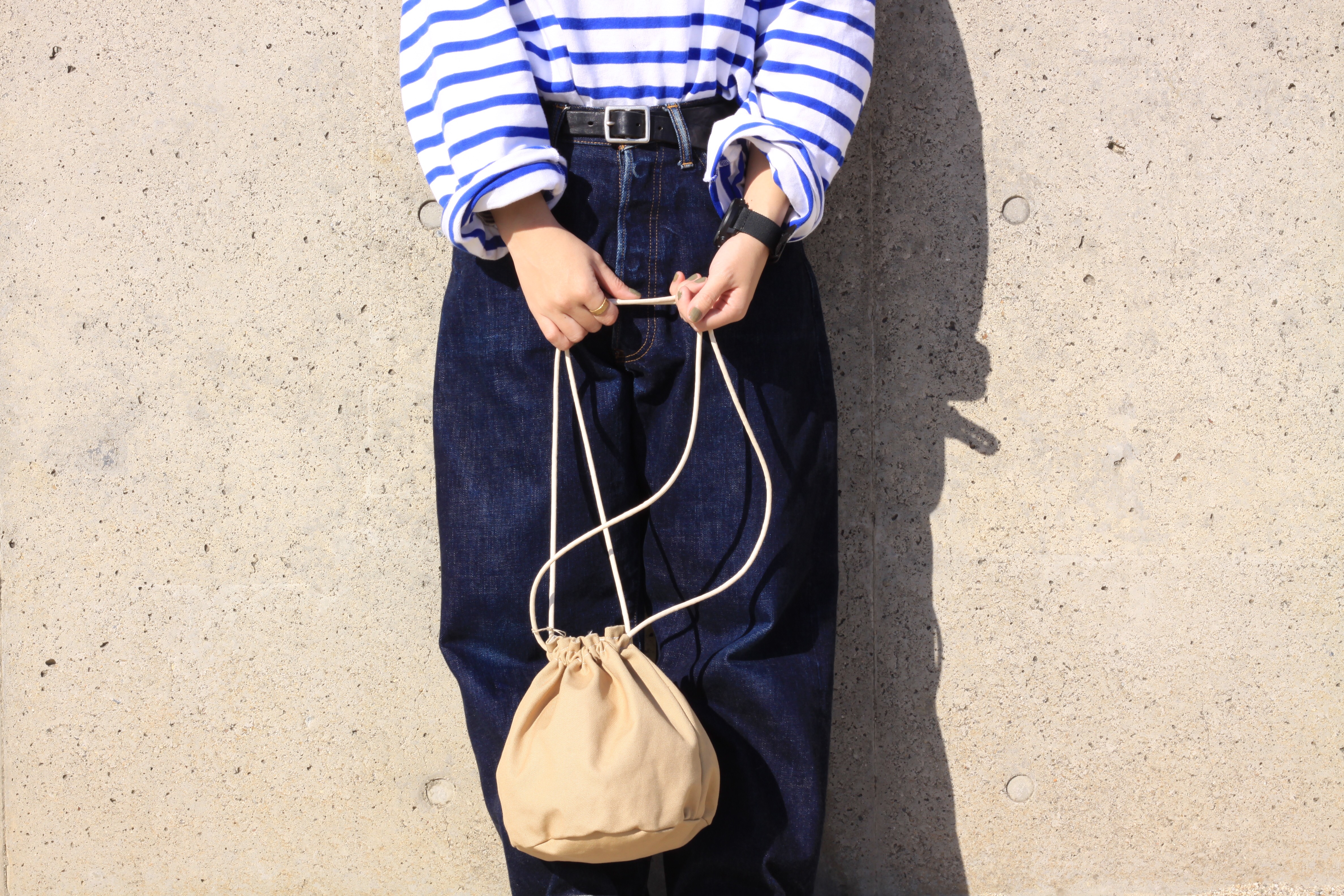 kinchaku bag【リネンオフホワイト】｜詳細画像