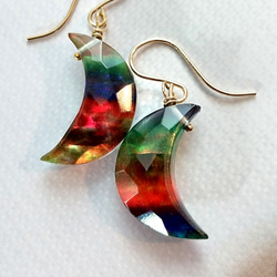 14kgf ハンドメイドピアスルベライトカラーのお月さまとアメジストのお星さま 14kgf ハンドメイドピアスルベライトカラーのお月さまと