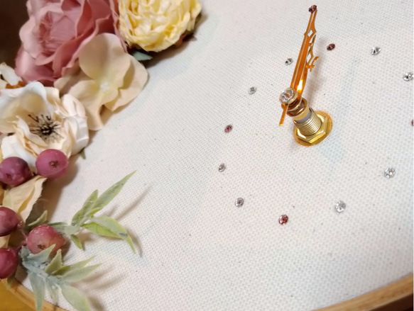 ❋アンティーク調花時計❋刺繍枠　花時計 5枚目の画像