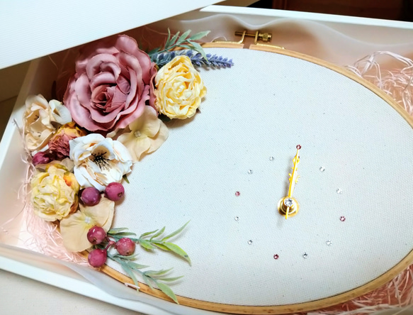 ❋アンティーク調花時計❋刺繍枠　花時計 6枚目の画像