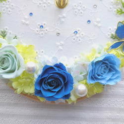 ❋花時計❋刺繍枠　掛時計　鮮やかなブルー 4枚目の画像