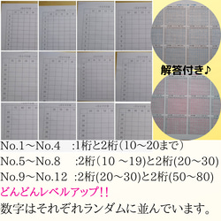 ハイレベル★　繰り返し使える♪百ます計算12パターン&消せるマーカー　二桁の計算　足し算　引き算　計算ドリル　算数ドリル 2枚目の画像