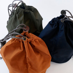 Draw string bag <L navy(ネイビー)>　巾着バッグ 2枚目の画像