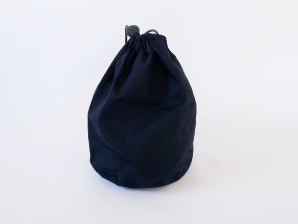 Draw string bag <L navy(ネイビー)>　巾着バッグ 3枚目の画像