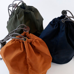 Draw string bag <L khaki(カーキ)>　巾着バッグ 3枚目の画像