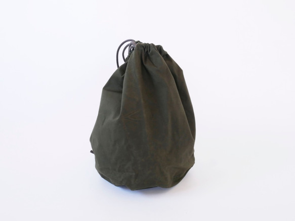 Draw string bag <L khaki(カーキ)>　巾着バッグ 4枚目の画像