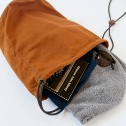 Draw string bag <L khaki(カーキ)>　巾着バッグ 5枚目の画像