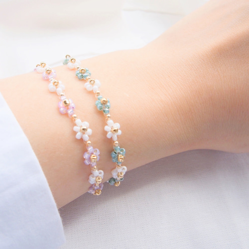 ビーズブレスレット5点セット 手作りポリマークレイビーズブレスレットセット アクリルビーズと真鍮