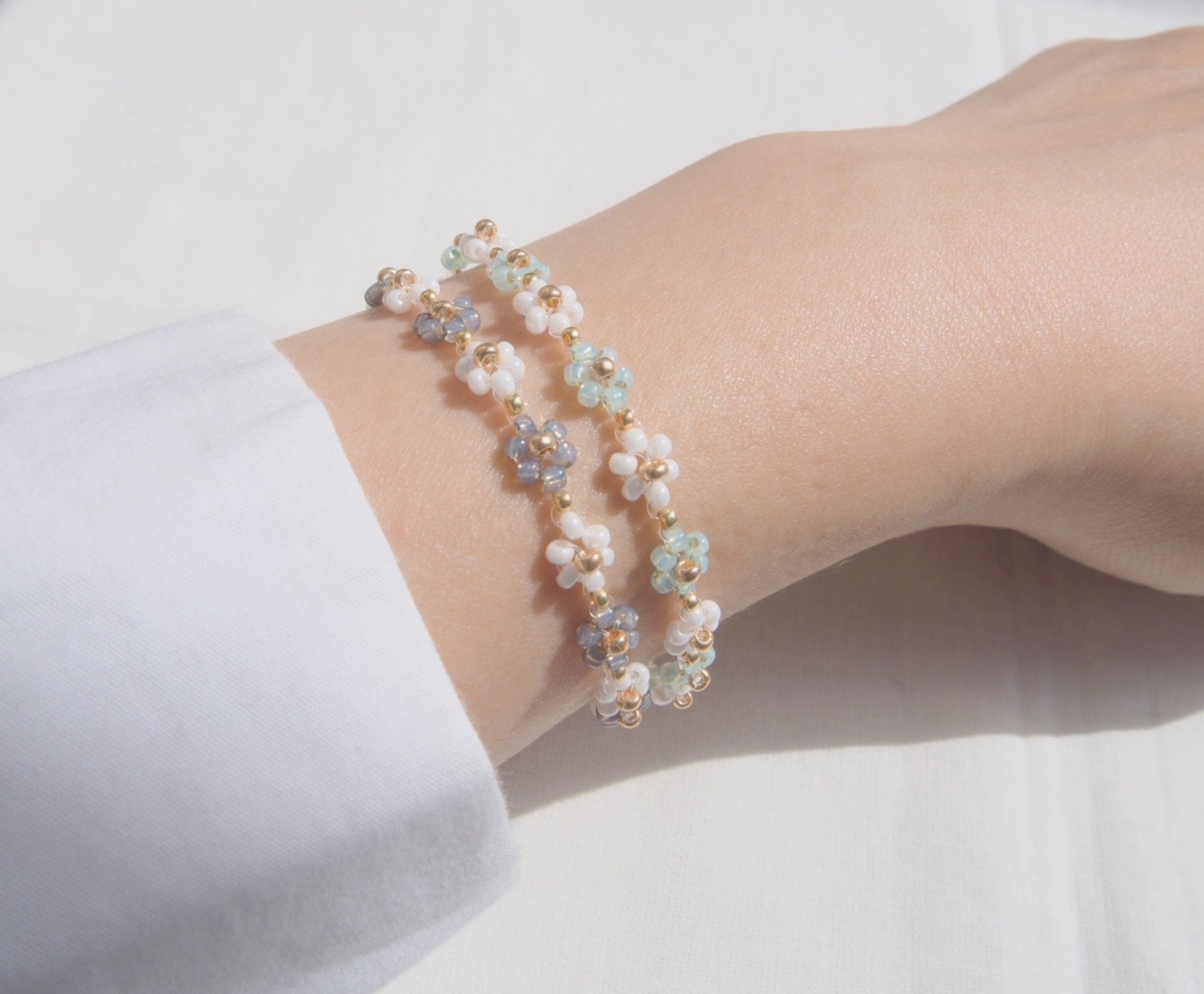 ビーズバングル 韓国で大人気♡* ビーズブレスレット&リング