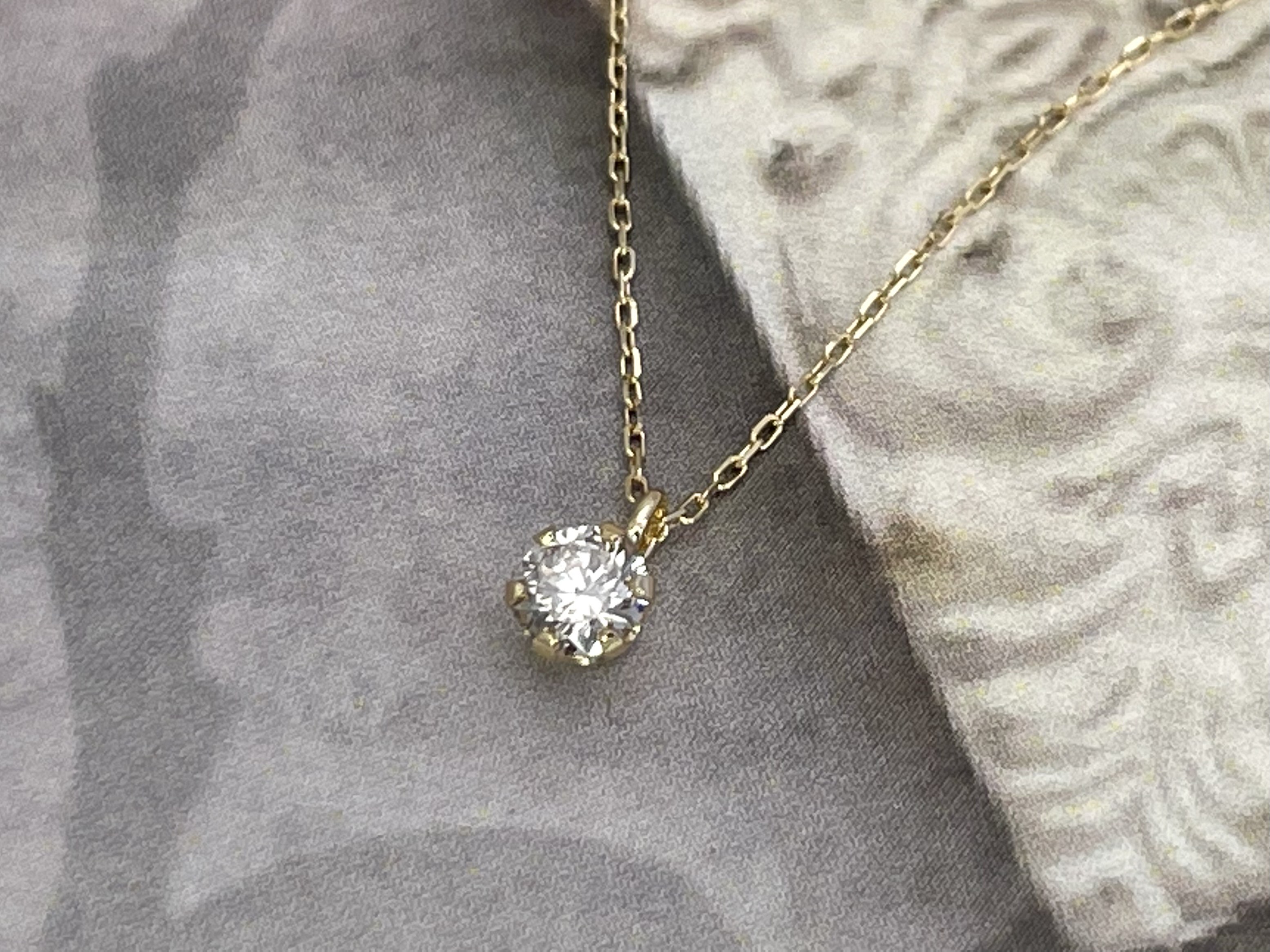 ひとつぶダイヤ～ K18YG 0.12ct ダイヤモンド ネックレス