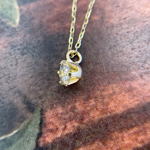 k18YGネックレス　ダイヤ0.12 ひとつぶダイヤ～ K18YG 0.12ct ダイヤモンド ネックレス