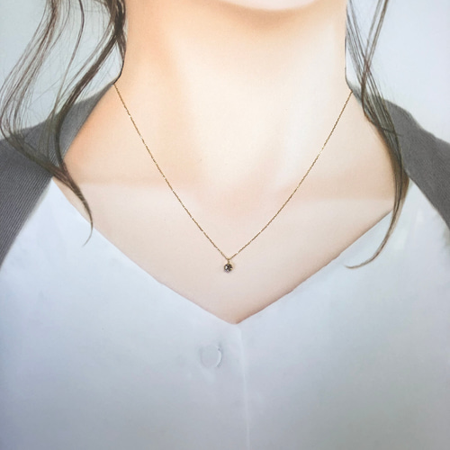 k18YGネックレス　ダイヤ0.12 ひとつぶダイヤ～ K18YG 0.12ct ダイヤモンド ネックレス