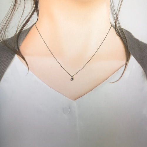 ひとつぶダイヤ～ PT 0.12ct ダイヤモンド ネックレス ネックレス  