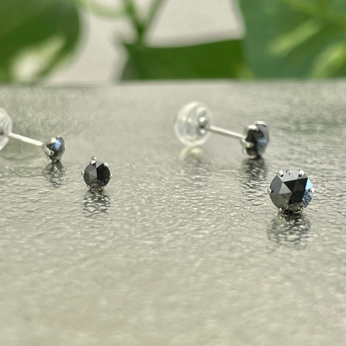 ローズカット～ PT 0.10ct 0.50ct ブラックダイヤモンド ピアス ピアス