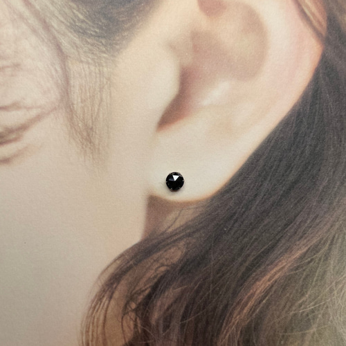 ローズカット～ PT 0.10ct 0.50ct ブラックダイヤモンド ピアス