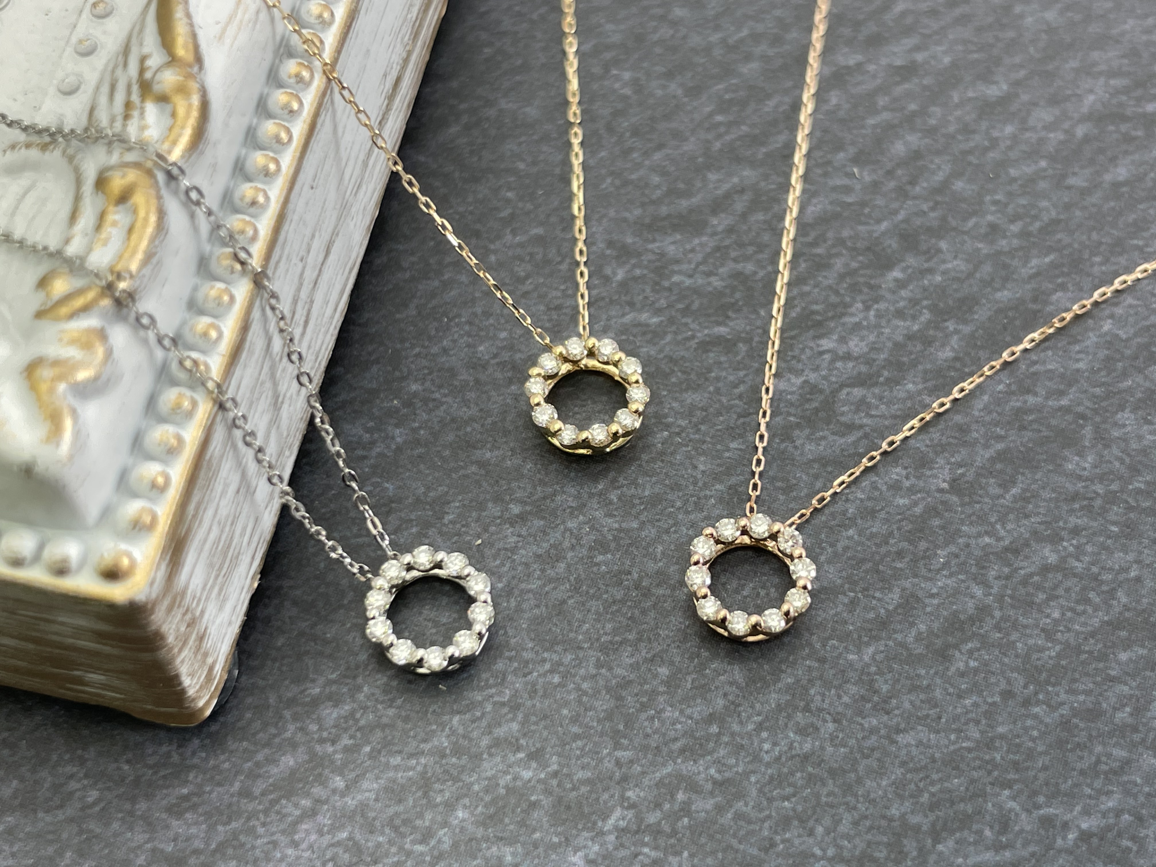 ～ミニサークルsweet10～  No.2694  PT/K18YG/PG  ダイヤモンド  ペンダントネックレス