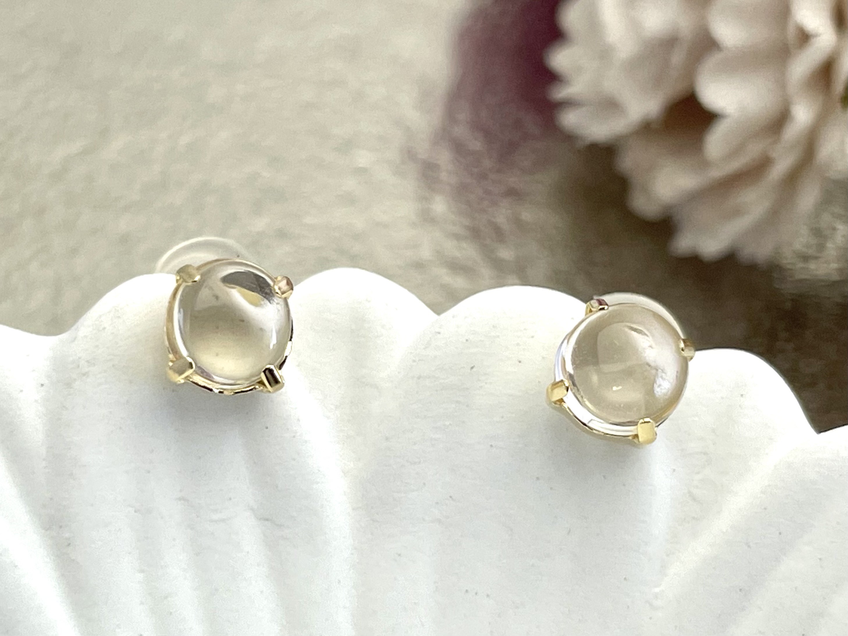 〜6月誕生石　ラウンド 6mm用枠〜 No.2920 K18YG ムーンストーン ピアス