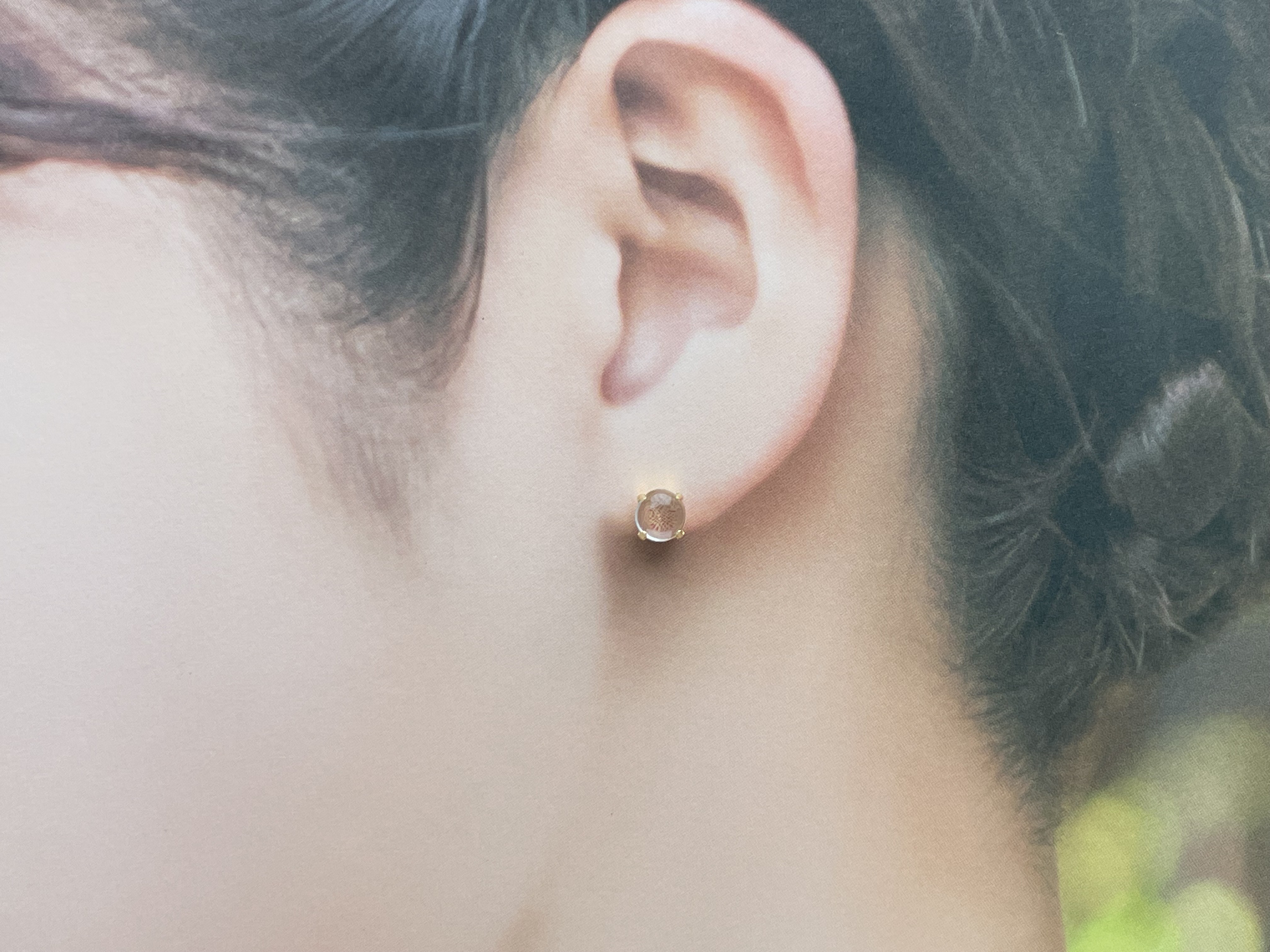 〜6月誕生石　ラウンド 6mm用枠〜 No.2920 K18YG ムーンストーン ピアス