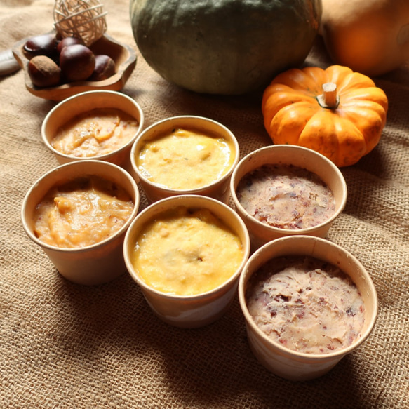 秋の味覚3種（栗、石焼き芋、雪っ娘かぼちゃ）　プレミアムアイスクリーム　ギフトボックス（6個入り） 2枚目の画像