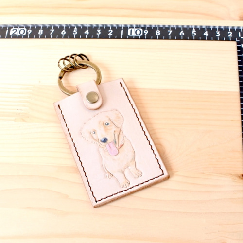 改良版］ペット肖像画キーリング 本革製［オーダーメイド］ キーリング
