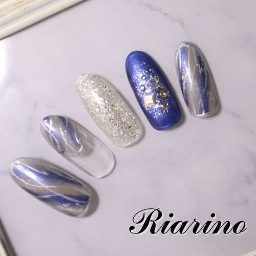 Blue gray ネイルチップ ネイルチップ専門店ミチネイル