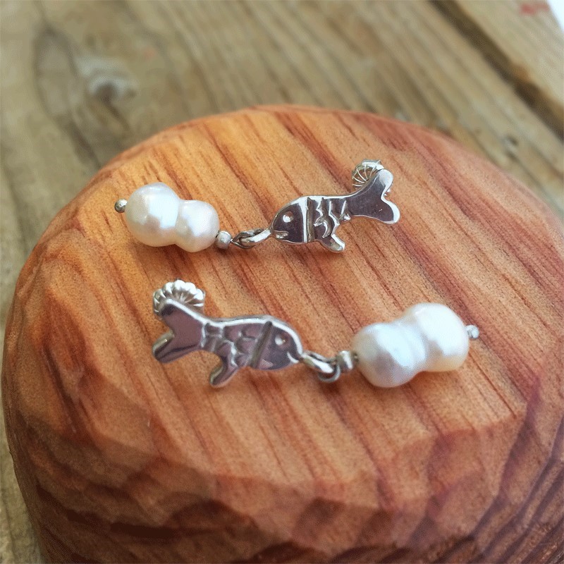 おさかな＊ピアス（Silver925×ふたごパール）