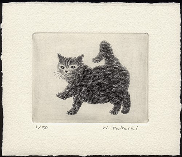 元気な子猫/ 銅版画(額あり） 3枚目の画像