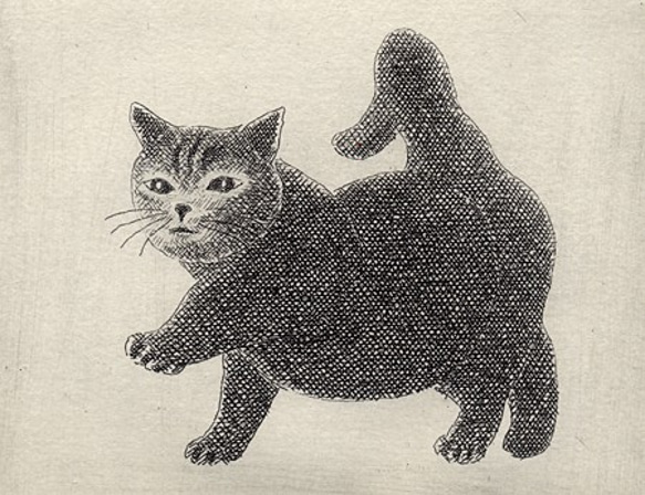 元気な子猫/ 銅版画(額あり） 4枚目の画像