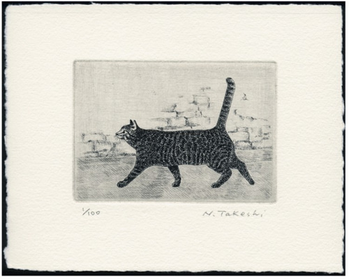 横向きの猫・2015 / 銅版画 (作品のみ） 版画 Atelie Gray 通販